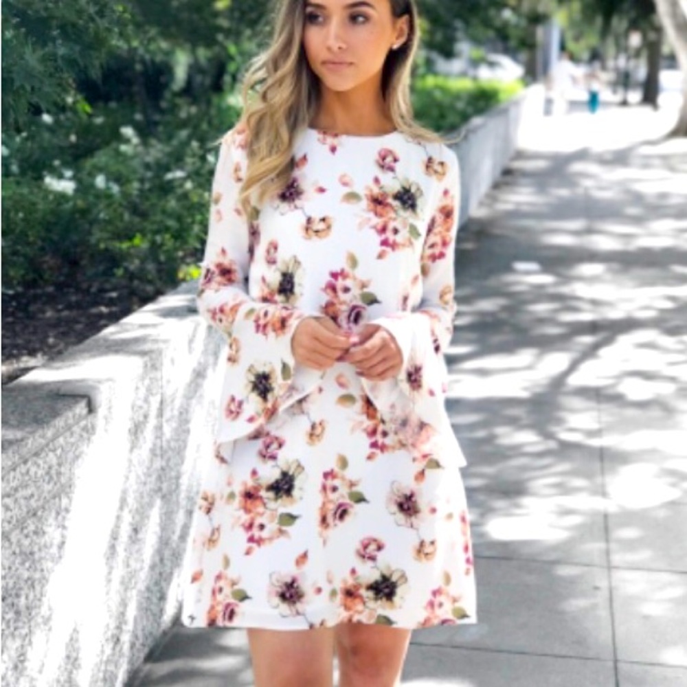 Floral Boutique spring / summer A line mini dress with a peek a boo back